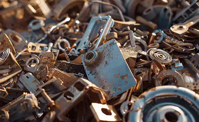 Mucchio di vecchi rottami arrugginiti a Parma e Cremona.